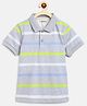 Campana 100% Cotton Knit Half Sleeves Striped Polo Tshirt - Grey  & Multicolour