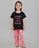 Sheer Love Cotton Jersey Knit Half Sleeves Sparkle When You Are Sleeping Text Printed Tee & Pajama Night Suit - Black