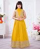 Tiny Kingdom Georgette Woven Sleeveless Abstract  Embroidered Choli & Lehenga With Dupatta Set - Yellow