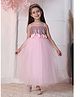 Toy Balloon Kids Satin Knit Sleeveless Sequins Embellished & Floral Applique Detailed Gown - Baby Pink
