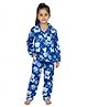 Pyjama Party Cotton Woven Full Sleeves Bear Printed Coordinating Shirt & Pajama Nightsuit - Blue