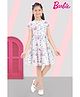 Barbie by Tiny Girl Woven Mattel Featuring Cap Sleeves Barbie House & Vehicles Printed Dress - Off White