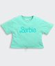 Barbie by Tiny Girl Cotton Woven Mattel Featuring Barbie Text Printed Crop Top - Turquoise Green