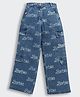 Barbie by Tiny Girl Cotton Woven Mattel Featuring Barbie Text Printed Cargo Jeans - Light Blue