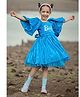 Barbie by Tiny Girl Woven Mattel Featuring Three Fourth Cape Sleeves Barbie Text Printed Dress - Blue