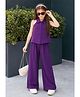 StyloBug Rayon Woven Sleeveless Solid Top & Pants - Purple