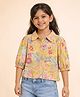 StyloBug Rayon Woven Three Fourth Sleeves Floral Printed Top - Yellow