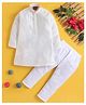 Jeet Ethnics Cotton Blend Woven Full Sleeves Abstract Embroidered Kurta & Pyjama Set - Off White