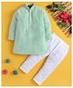 Jeet Ethnics Cotton Blend Woven Full Sleeves Abstract Embroidered Kurta & Pyjama Set - Sea Green