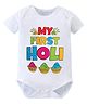 Itsmycostume Cotton Woven Holi Theme Half Sleeves My First Holi Text Printed Onesie - White