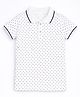 HRIT Cotton Knit Half Sleeves Dots Printed Polo Tee - White