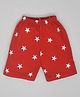HRIT Cotton Knit Stars Printed Shorts - Red