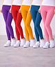 Nino Togs Cotton Lycra Knit Pack Of 5 Solid Leggings - Multi Colour