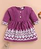LACKii DOLL Cotton Blend Knit Full Sleeves Geometric Embroidered Dress - Pink