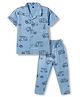 Evimo Single Jersey Knit Half Sleeves Vehicles Printed Co-Ords Shirt & Pyjama Night Suit - Light Blue