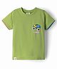 Ollypop Sinker Knit Half Sleeves T-Shirt with Car Print - Green