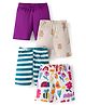 Kidi Wav Pack Of 4 Solid Striped & Nature Theme Printed Shorts - Multi Colour