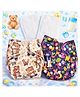 Aerex Premium Reusable Baby Cloth Diaper Printed 2 Cloth Diapers With 2 White Insert Pad Leak Proof & Washable For 0 to 3 Years | Adjustable Pocket Cloth Diaper Nappies (Multicolor)