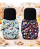AEREX Premium Reusable Baby Printed 2 Cloth Diapers With 2 Black Insert Pad | Leak Proof Washable Diapers For 0 to 3 Years | Adjustable Pocket Cloth Diaper Nappies (Multicolor)