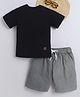 BAATCHEET Cotton Knit Half Sleeves Solid Tee With Shorts Set - Grey