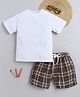 BAATCHEET Cotton Knit Half Sleeves Solid Tee With Shorts Set - Brown