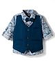 Dapper Dudes Woven Full Sleeves Printed Shirt With Attached Waistcoat - Blue
