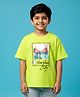 Kiddopanti Cotton Knit Half Sleeves New York City Text Printed Tee - Neon Green