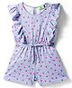 Tiara Cotton Modal Knit Sleeveless Hearts Printed Ruffle Detailed Jumpsuit - Blue