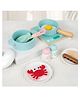 YAMAMA Blue Cookware Wooden Toys For Kids, Wooden Kitchen Play Toy Set, Pretend Cooking Toy with Pots Utensils Storage Box, Enhances Imaginative Role Play for Kids Toddlers - Multicolor