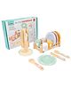 YAMAMA My Little Dinnerware Toys, Wooden Tableware Toy Set, Parent-child Game Children Montessori Toys, Educational Kids Kitchen Play Set Dishes Cutlery Draining Rack Cutting Toys - Multicolor