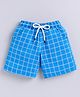 Kidcity Cotton Knit Checked Shorts - Aqua Blue