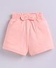 Kidcity Cotton Sinker Knit Bow Applique Detailed Shorts - Peach