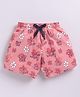 Kidcity Cotton Sinker Knit Floral & Girl Power Text Printed Shorts - Baby Pink