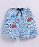 Kidcity Cotton Knit Fishes Printed Shorts - Aqua Blue