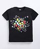 Kidcity Cotton Knit Half Sleeves Rubiks Cube Printed Tee - Black