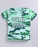 Kidcity Cotton Knit Half Sleeves Camouflage & Camp Buddy Text Printed Tee - Olive Green