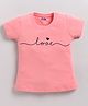 Kidcity Cotton Sinker Knit Half Sleeves Love Text Printed Top - Light Peach