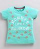 Kidcity Cotton Sinker Knit Half Sleeves Mommys Little Rainbow Text Printed Top - Sea Green