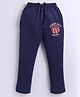 Parrot Crow Cotton Knit Basket Ball Text Printed Joggers - Navy Blue