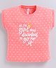 giniekids Pure Cotton Knit Half Sleeves Typography & Hearts Printed Top - Peach