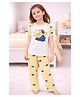 Sportking Cotton Blend Half Sleeves Stars & Moon Printed Tee & Pajama Night Suit - Lemon