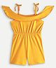chuckleberrie Cotton Knit Cold Shoulder Solid Jumpsuit - Yellow
