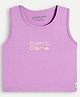 chuckleberrie Cotton Knit Sleeveless Dont Care Text Printed Tank Top - Purple