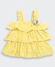 Tiny Girl Cotton Woven Sleeveless Floral Applique Detailed Layered Top - Yellow