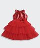 Tiny Girl Woven Sleeveless Sequins Embellished Floral Applique Detailed Dress - Red