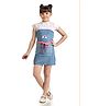 Tiny Girl Knit Rainbow Embroidered Dress With Half Sleeves Tee - Blue