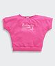 Tiny Girl Woven Half Sleeves Butterfly Text Printed Crop Top - Hot Pink