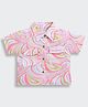 Tiny Girl Woven Half Sleeves Abstract Printed Shirt - Neon Pink