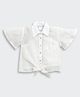 Tiny Girl Cotton Woven Full Bell Sleeves Solid Shirt - White