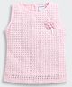 Tiny Girl Woven Sleeveless Textured Bead Embellished Floral Applique Detailed Top - Pink
